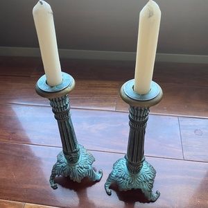Green & Gold Candle Holders